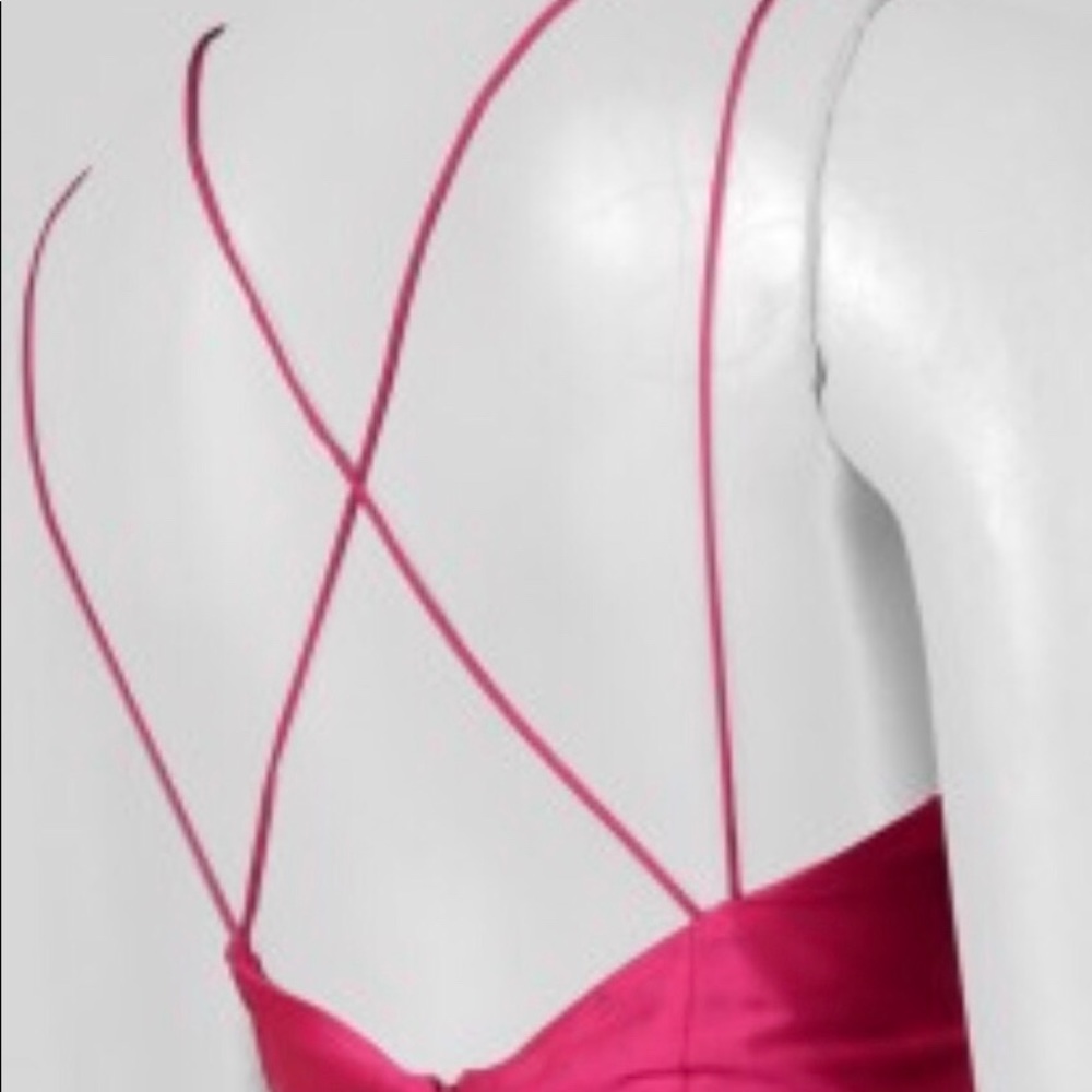 Stunning fuchsia high low taffeta gown. - Picture 5 of 6